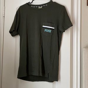 Army green pink logo shirt